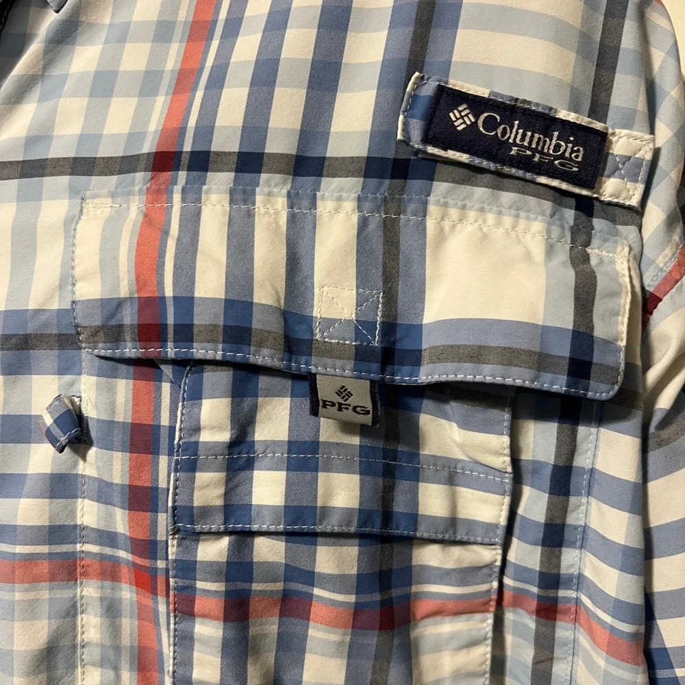 Columbia PFG Super Bahama Long Sleeve Shirt Men's Size Large Plaid Fishing